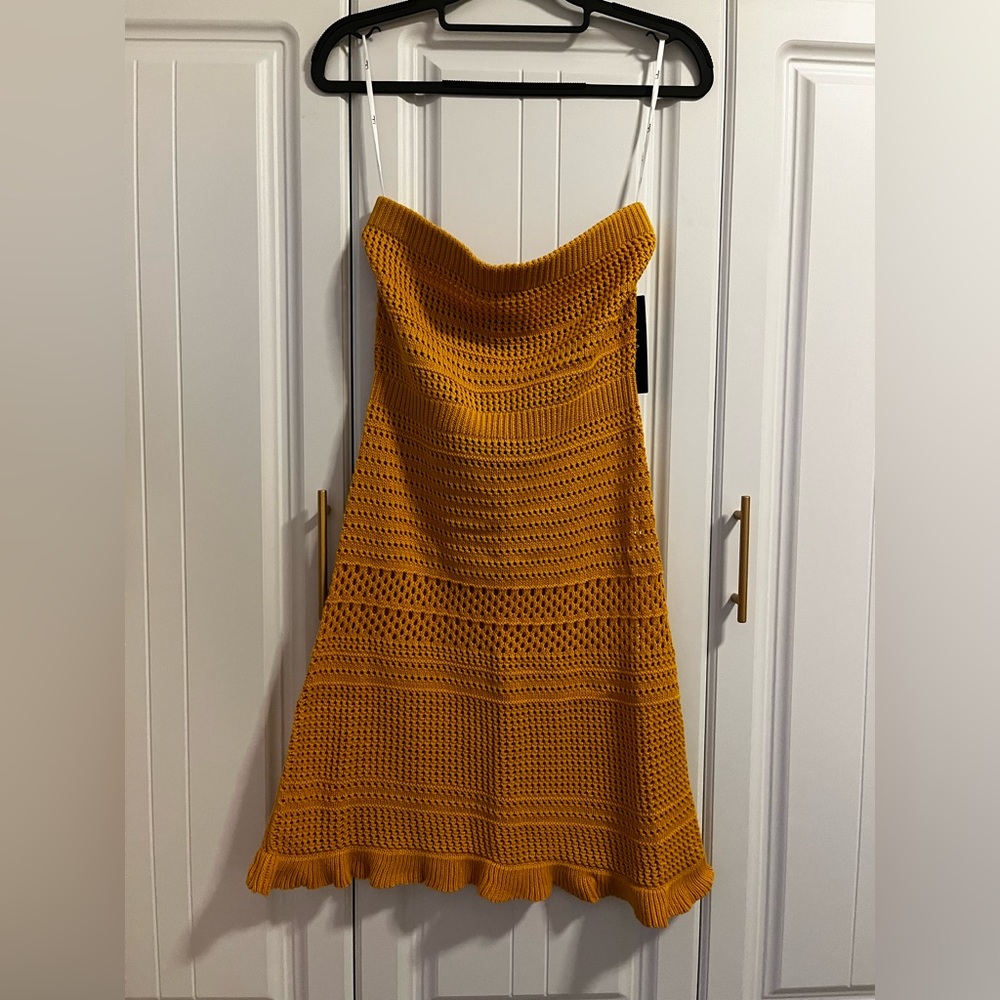 Yellow crochet swim cover up